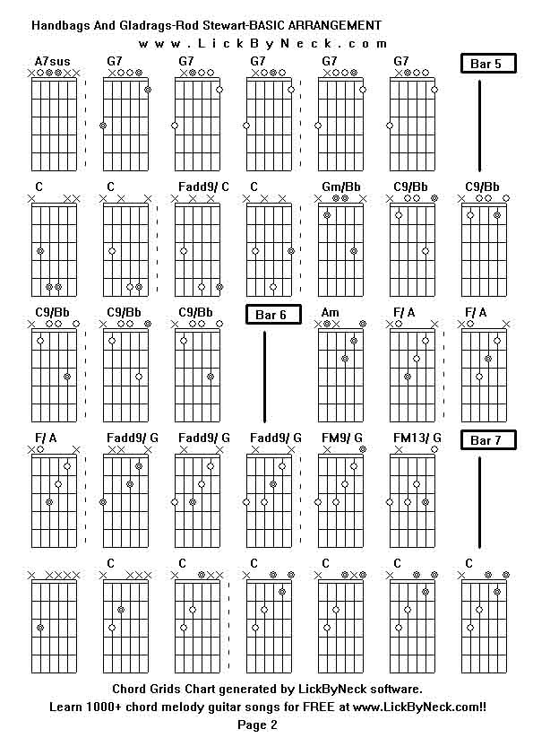 Lick By Neck Learn Solo Chord Melody Fingerstyle Guitar Free Lessons Chord Grids Chart Of Melody Fingerstyle Guitar Song Handbags And Gladrags Rod